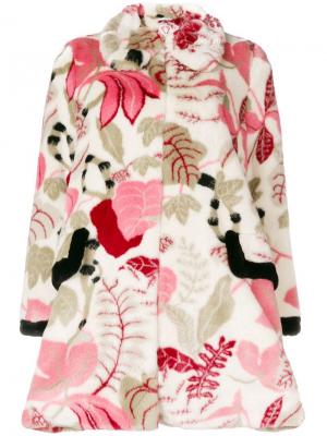 Фактурное пальто с цветочным принтом Shrimps. Цвет: разноцветный