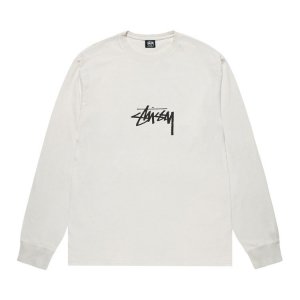 Футболка Pigment Dyed Small Stock Long-Sleeve 'Natural', белый Stussy