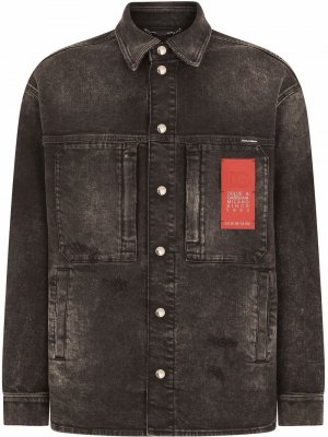 Джинсовая куртка с логотипом Dolce & Gabbana. Цвет: черный