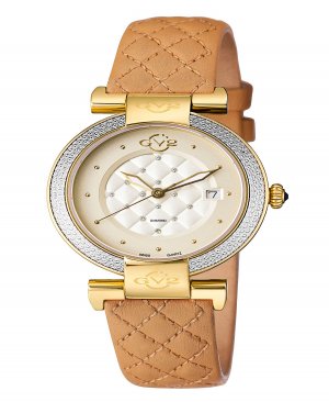 Женские часы Berletta со швейцарскими кварцевыми итальянскими коричневыми кожаными ремешками, 37 мм , золотой Gevril