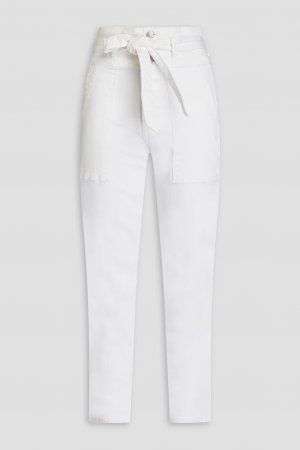 Укороченные джинсы Logan с высокой посадкой и узким кроем поясом , белый Veronica Beard