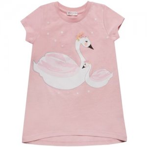 Сорочка ночная для девочки , 3-8 лет, 98-128 см, розовый, с коротким рукавом, принтом/пижама девочки/ одежда сна Diva Kids. Цвет: розовый