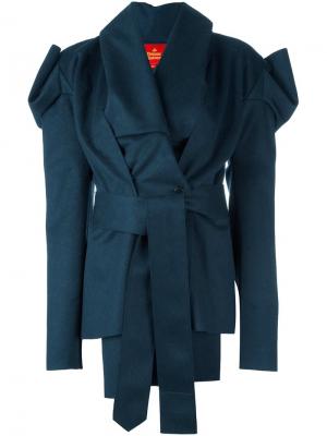 Асимметричное пальто с поясом Vivienne Westwood Red Label. Цвет: синий