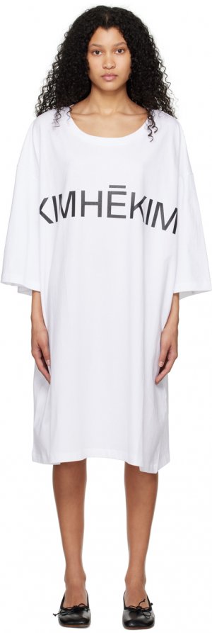 Белое мини-платье с принтом KIMHĒKIM