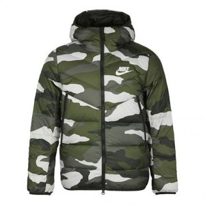 Пуховик Sportswear Down Windrunner Printing hooded Jacket Camouflage Green, зеленый Nike