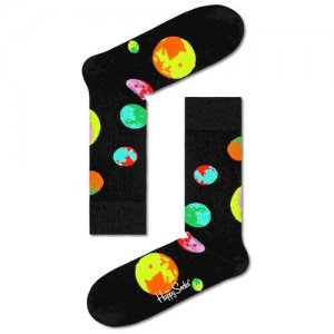 Мужские носки , 1 пара, классические, фантазийные, размер 27-29, черный Happy Socks. Цвет: черный