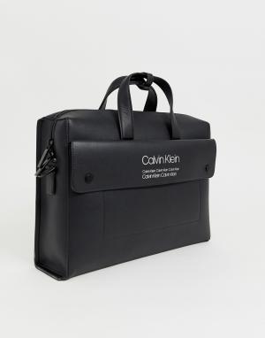 Черная сумка для ноутбука Calvin Klein. Цвет: черный