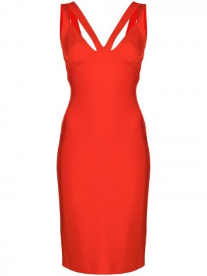 Платье миди с вырезами Herve L. Leroux. Цвет: красный