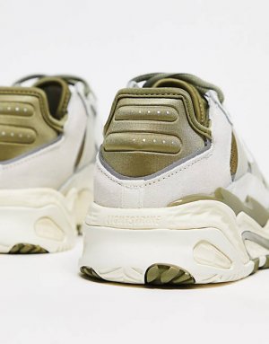 Бело-оливковые кроссовки adidas Originals Niteball