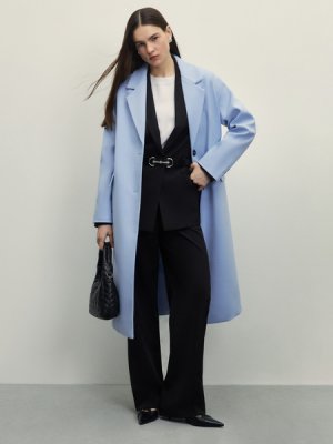 Однобортное пальто Zarina. Цвет: голубой