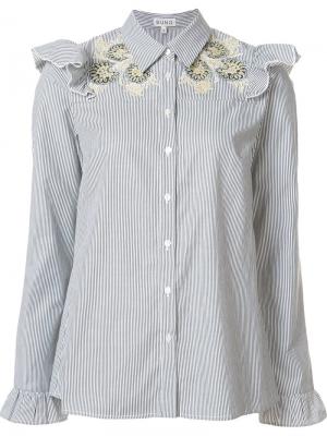 Блузка с вышивкой и рюшами Suno. Цвет: синий