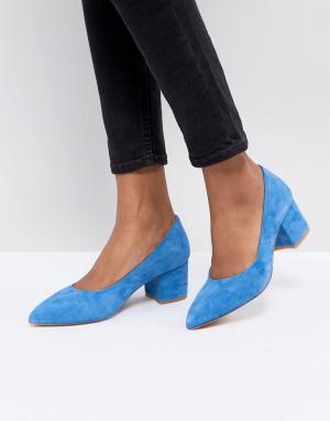 Синие замшевые туфли на блочном каблуке -Синий Gestuz