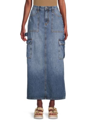 Джинсовая длинная юбка карпентер Carpenter , цвет Medium Blue Etienne Marcel