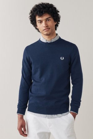 Классический свитер с круглым вырезом , синий Fred Perry