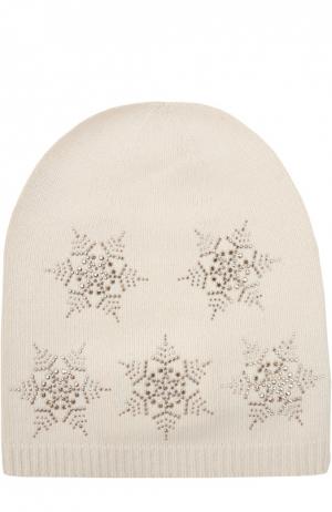 Кашемировая шапка с узором в виде снежинок Colombo. Цвет: белый