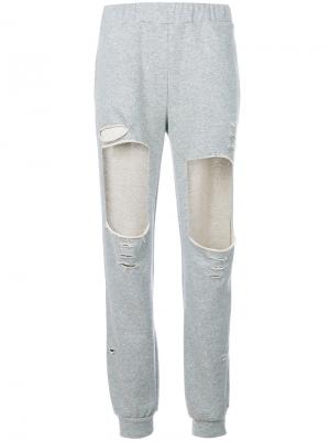 Спортивные брюки с вырезом Forte Couture. Цвет: серый