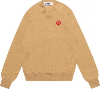 Пуловер Comme des Garçons PLAY Heart V Neck Pullover 'Camel', загар