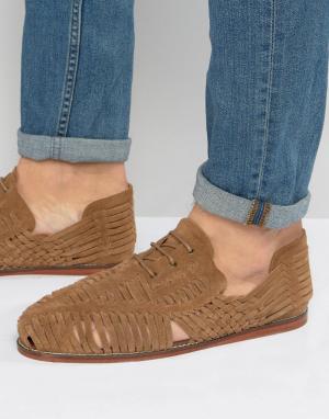 Светло-коричневые замшевые сандалии со шнуровкой ASOS. Цвет: рыжий