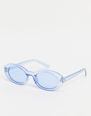 Овальные голубые солнцезащитные очки с линзами и оправой одного цвета -Голубой ASOS DESIGN