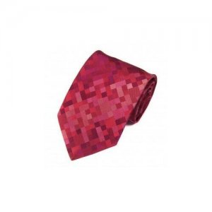 Ярко-красные квадраты различных оттенков на дизайнерском галстуке 820108 Christian Lacroix. Цвет: красный