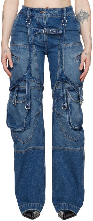 Синие джинсы карго поверх джинсов Off-White