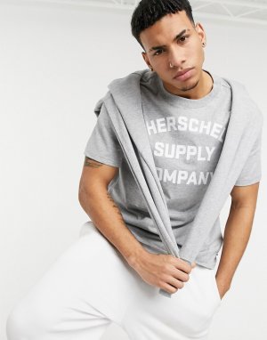 Серая футболка с круглым вырезом и логотипом -Серый Herschel Supply Co
