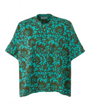 Хлопковая рубашка Essentiel. Цвет: коричневый+голубой