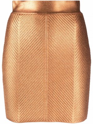 Мини-юбка Ottoman с эффектом металлик Hervé Léger. Цвет: коричневый