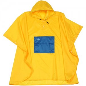 Водонепроницаемый плащ-дождевик , пончо с капюшоном и большим карманом, универсальный размер Mobylos. Цвет: желтый/черный