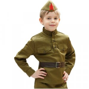Карнавальный костюм набор солдат 5-7 лет рост 122-134 Бока. Цвет: зеленый/хаки