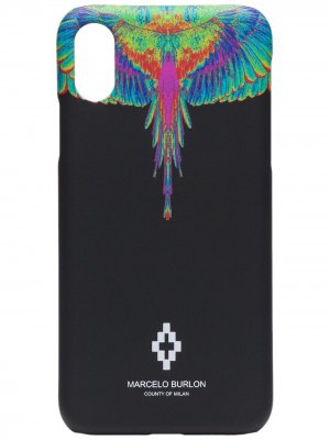 Чехол для iPhone XS с принтом Wings Marcelo Burlon County of Milan. Цвет: черный