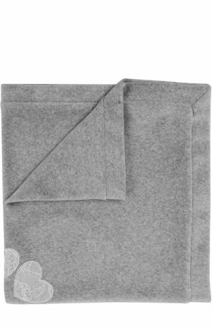 Одеяло из хлопка с кружевной отделкой Aletta. Цвет: серый