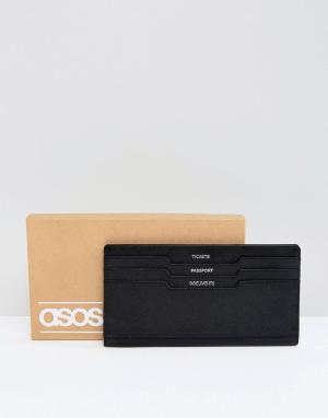 Черный дорожный бумажник из кожи ASOS. Цвет: черный