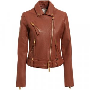 Кожаная куртка  демисезонная, укороченная, силуэт прилегающий, карманы, размер 44/S, коричневый GUESS. Цвет: коричневый