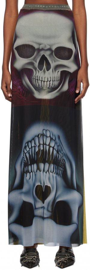 Разноцветная полупрозрачная юбка-макси , цвет Skull print Ottolinger