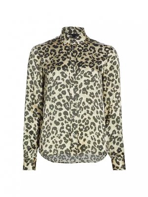 Шелковая рубашка с длинными рукавами леопардовым принтом Atm Anthony Thomas Melillo, цвет leopard print Melillo