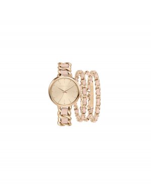 Женские аналоговые часы из розового золота с браслетом металлического сплава, подарочный набор 38 мм Kendall + Kylie