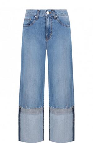 Укороченные джинсы с потертостями Oscar de la Renta. Цвет: синий