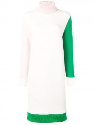 Платье-водолазка дизайна колор-блок Thom Browne. Цвет: белый