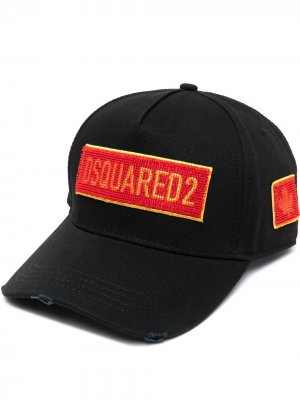Шестипанельная кепка с вышитым логотипом Dsquared2. Цвет: черный
