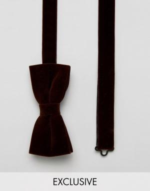 Бархатный галстук-бабочка Heart & Dagger. Цвет: коричневый