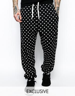 Cuffed Sweatpants in Polka Dot Exclusive To ASOS Hype. Цвет: черный