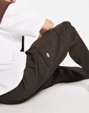 Темно-коричневые рабочие брюки чинос с двойным коленом Dickies. Цвет: коричневый