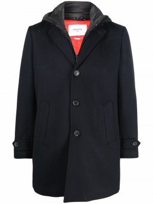Однобортное пальто с капюшоном Paltò. Цвет: синий