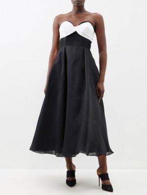 Шелковое платье без бретелек с вырезом в форме сердца , черный Carolina Herrera