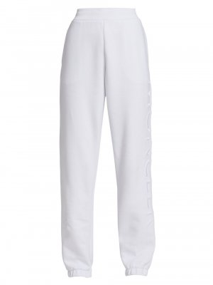 Хлопковые спортивные штаны с вышитым логотипом , белый Moncler
