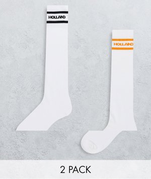 Белые высокие носки с контрастными полосками -Белый House of Holland