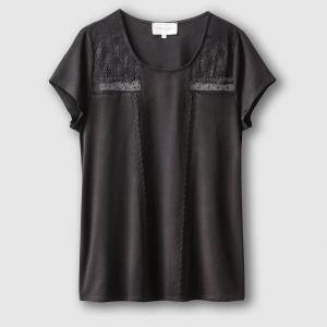 Блузка со вставками из вуали SUD EXPRESS. Цвет: черный