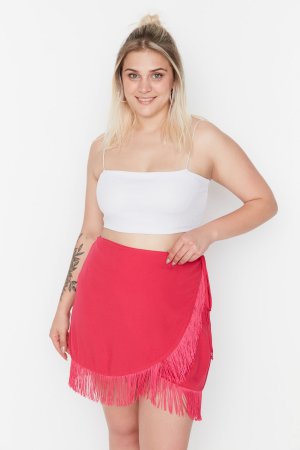 Розовая тканая мини-юбка с кисточками , розовый Trendyol