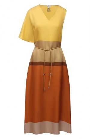 Шелковое платье Loewe. Цвет: разноцветный